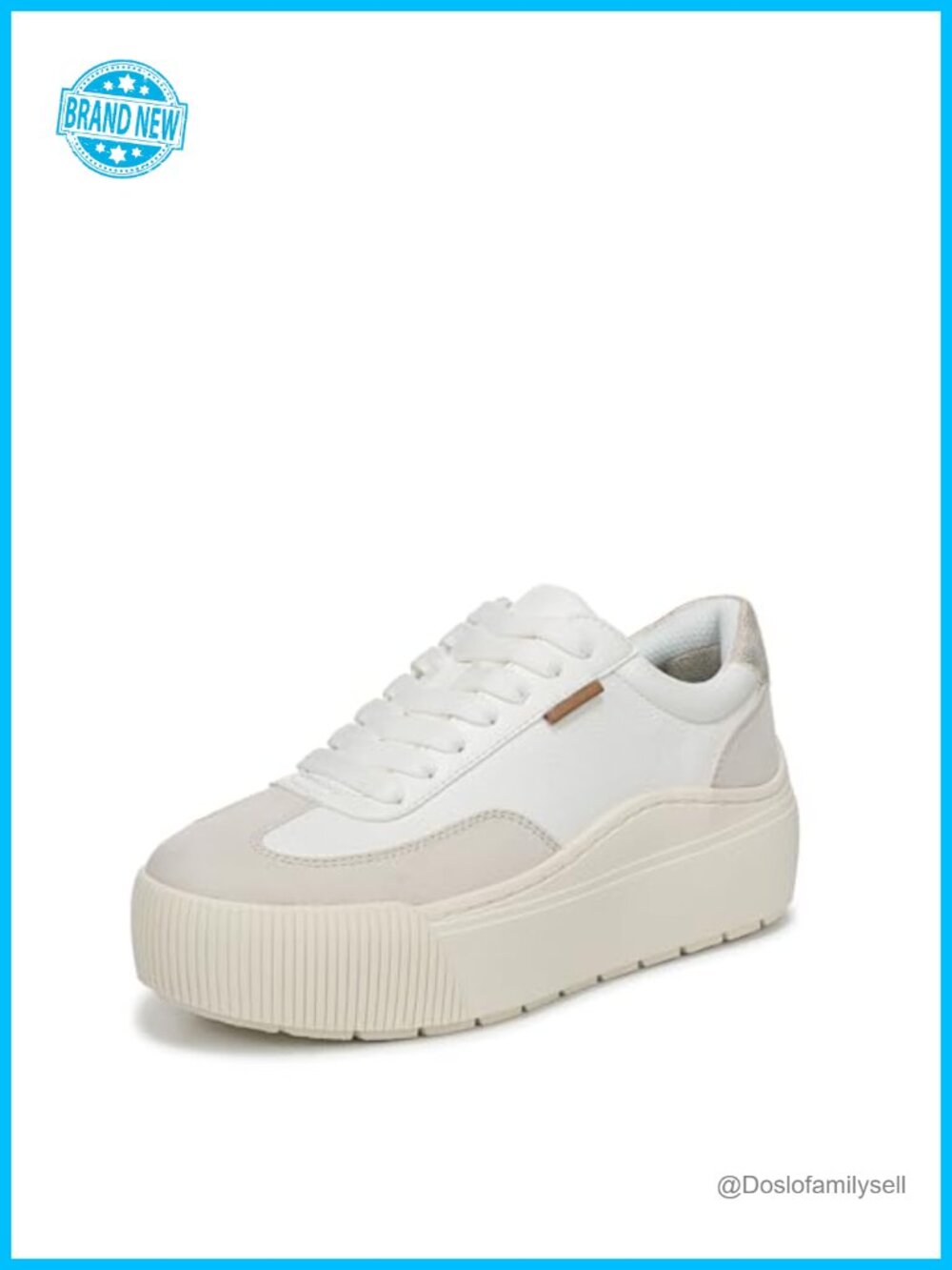 Platform Sneakers Lace-Up Faux Leather Comfort Walking Shoes